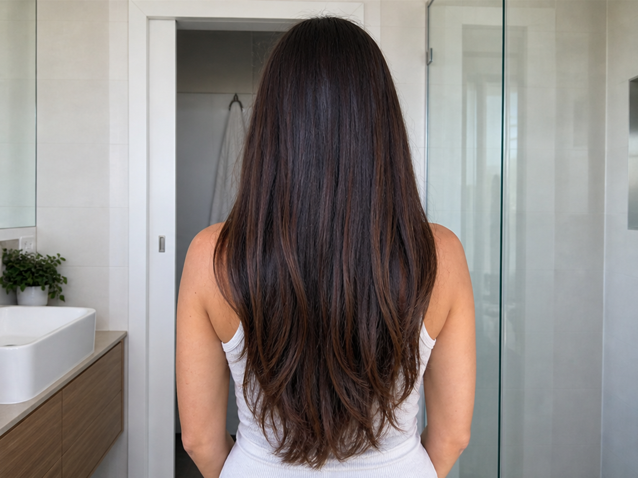 Hair after using the WellRinse filtered shower head
